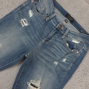 Judy Blue Distressed Skinny Jeans Camo‎ Cuff Stretch Denim Size 7/28